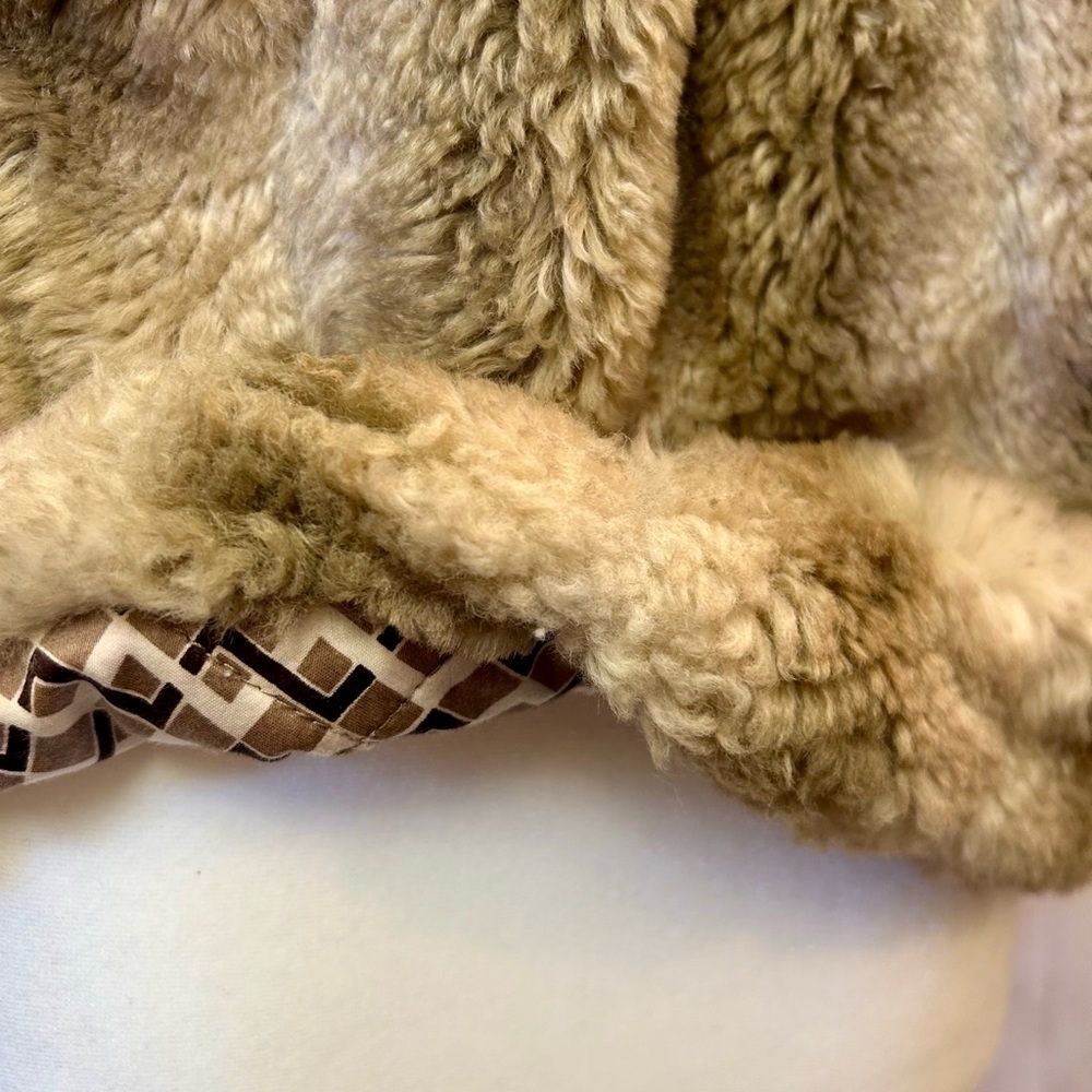 Juicy Couture Faux Fur Pleated Swing Jacket Y2K Brown Gold J Zip Size S - Picture 8 of 11